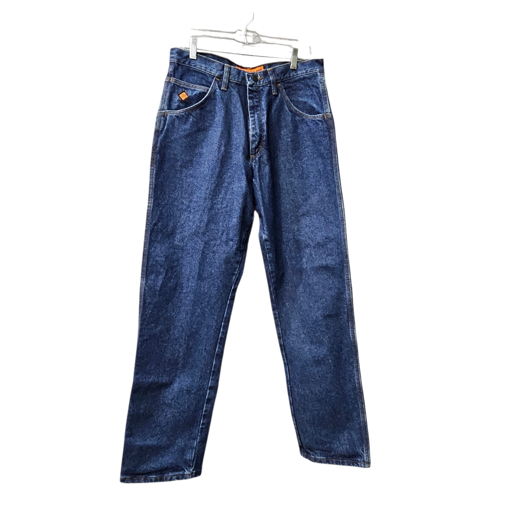 Wrangler Men's FR Riggs Workwear Deep Blue Jeans 100% Cotton Size 32X32